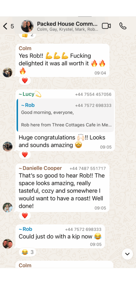 Packed House WhatsApp community chat